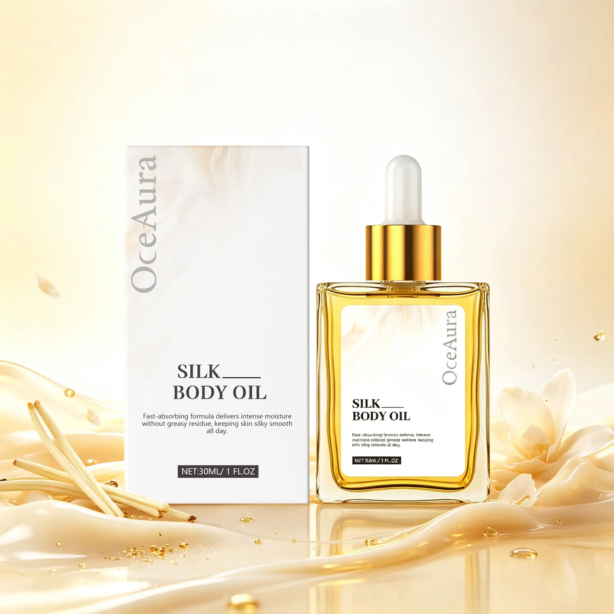 Silk Body Oil 30ml – Fast-Absorbing Hydrating Body Oil for Silky Smooth Skin, Non-Greasy Daily Moisture for Dry Skin, Lightweight & Nourishing Body Care