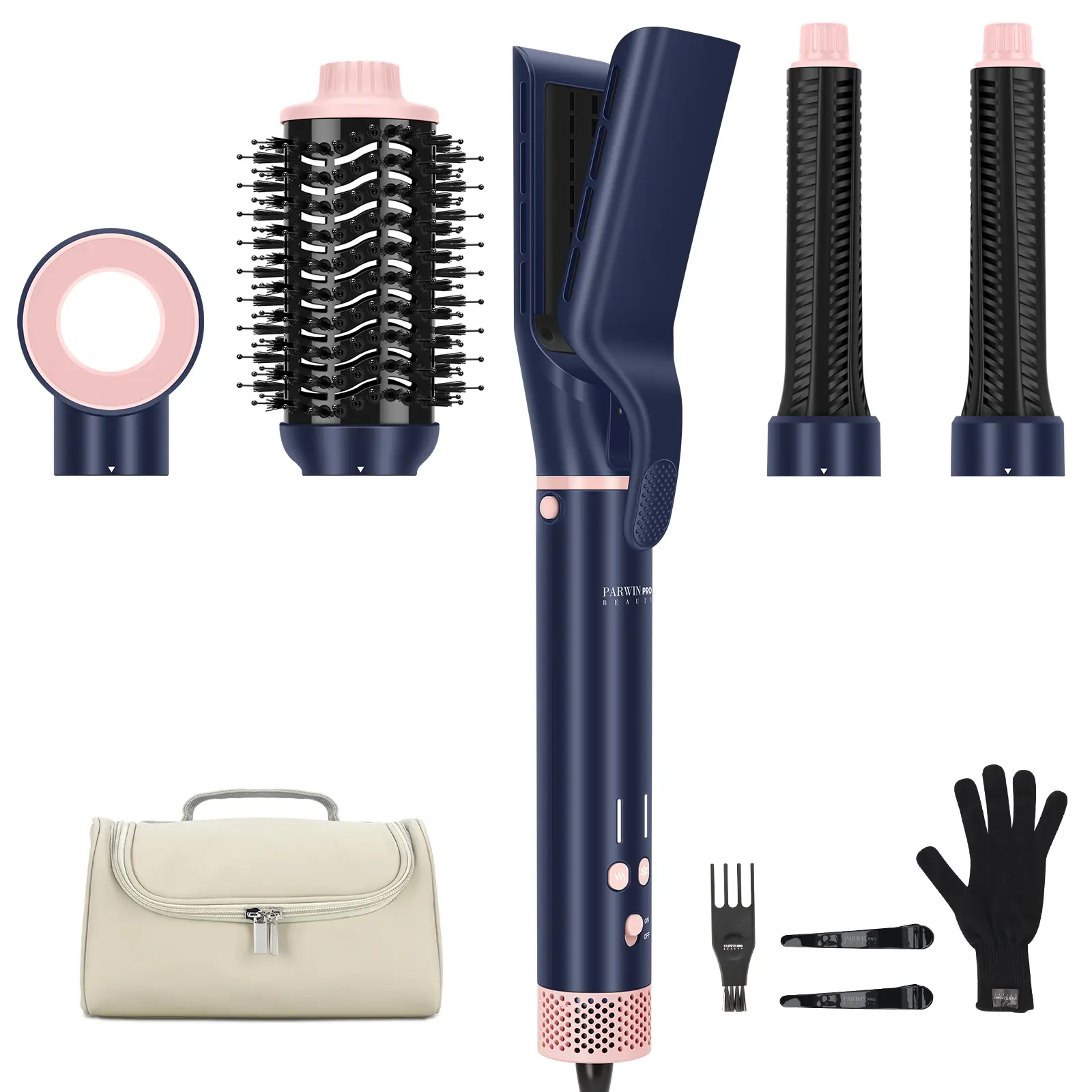 5-in-1 Air Styler & Hair Dryer Brush Set - Auto-Wrap Air Curler, Ionic Ceramic Blowout Kit, Dual Voltage Travel Hair Tools, Fast Drying Volumizing Anti-Frizz Multi-Styler,Back to School,Dorm Essentials,Gifts for Wome