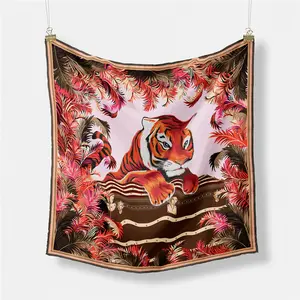 Chinese style tiger square scarf scarf silk scarf headscarf headband shawl scarf strap