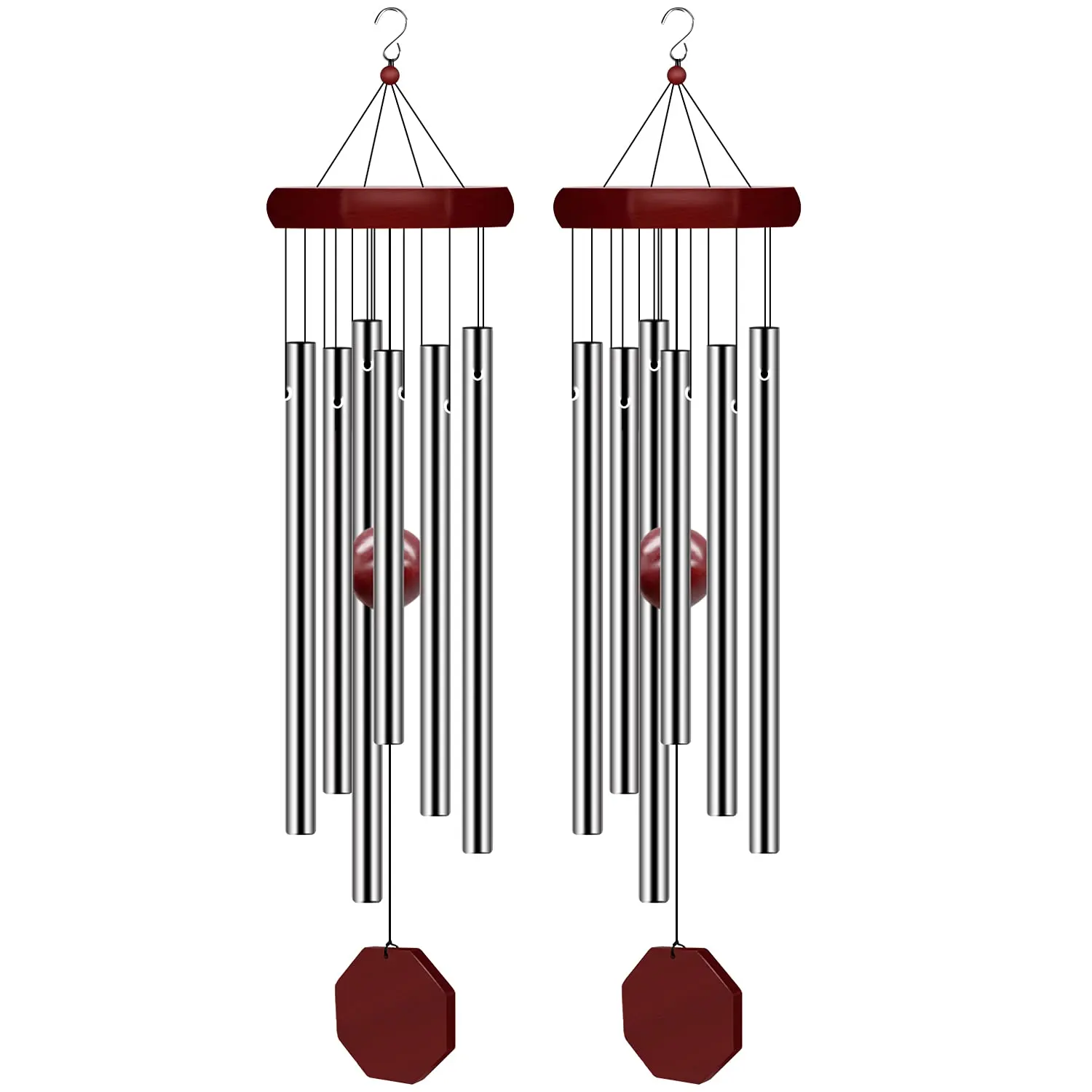 2-Pack Large Metal Decorative Wind Chimes with 6 Tuned Tubes, Deep Tone Harmony, Elegant Decor Memorial Gift, Outdoor Garden Home Accessory (Tools & Hardware), Decorative Wind Chime,toolupgrade