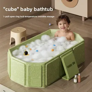Baby Bathtub, Portable Travel Bathtub, Spacious, No Installation Needed, Easy to Store, Made of PVC + Composite Board, Suitable for Newborn-5-Year-Old Babies, Ideal for Infant/Child Bathing, Water Play, Care, and Bathing Accessories