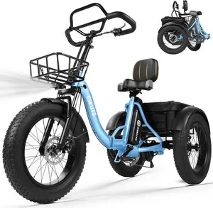 ESKUTE T300 Pro Electric Trike for Adults & Seniors, 1200W Peak Motor, Up to 80 Miles Range with 998.4Wh Battery, Foldable 3-Wheel Step-Thru E-Bike, 20"x4.0" Fat Tires, Stable & Safe, Butterfly Handlebars, Front & Rear Baskets, Adjustable Seat