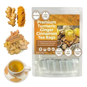 Turmeric Ginger  Cinnamon Tea - 100% Natural, Contains Turmeric and Ginger,Vegan Organic, Caffeine-Free Eco-friendly Tea Bags.
