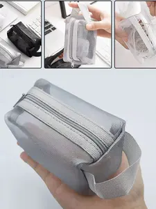 Mini Nylon Mesh Storage Bag with Zipper, Portable Lipstick Pouch, Cosmetic Pouch, Small Net Pocket Organizer, Ideal for Travel and Daily Use, Personal Item Bag