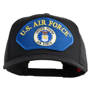 U.S. Air Force Seal Logo Blue Patched Solid Cotton Twill Mesh Prostyle Cap