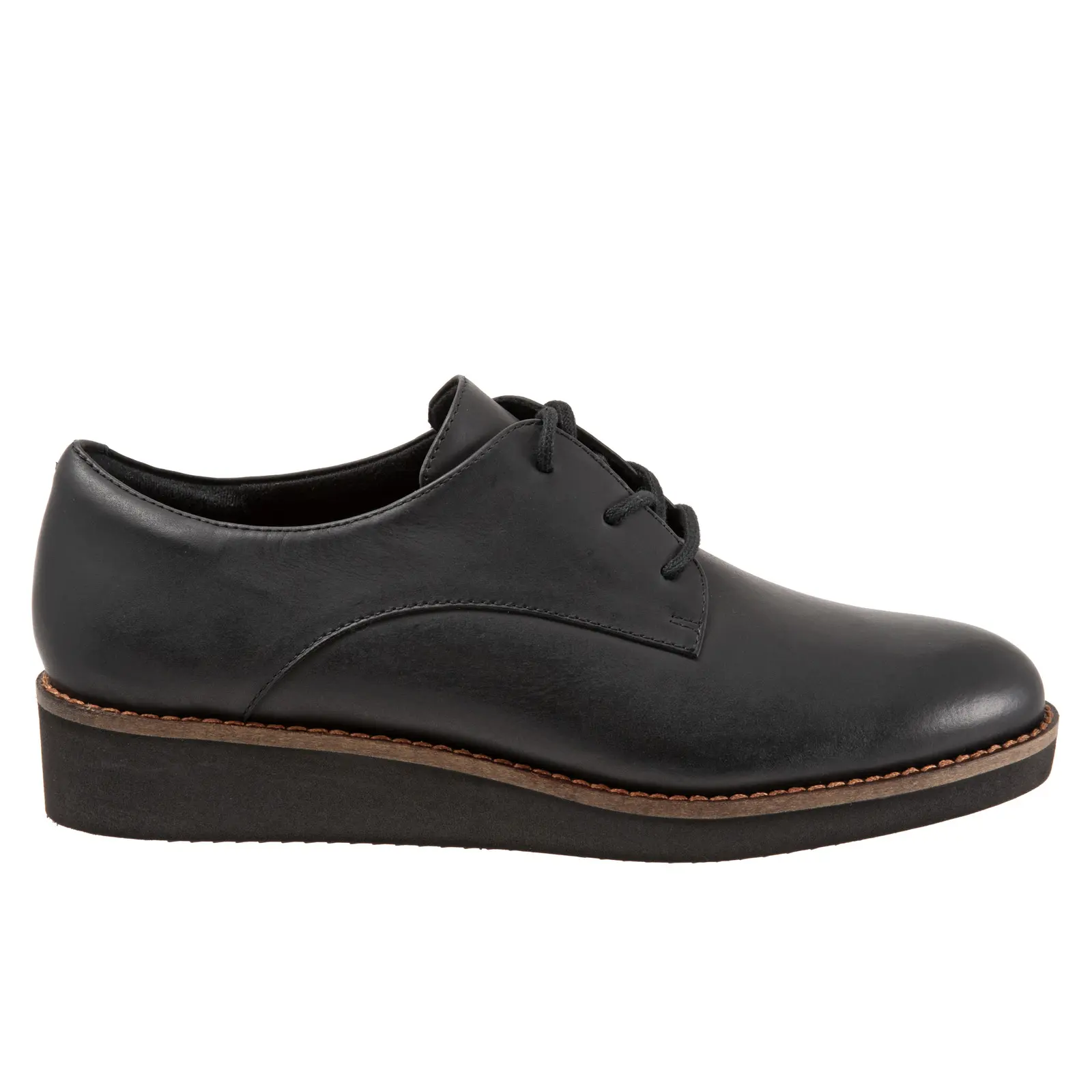 Softwalk Willis S1811-008 Womens Black Leather Lace Up Oxford Flats Shoes