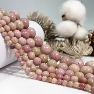 Natural Pink Rhodonite Gemstone Smooth Round Loose Beads For DIY Jewelry Making Desig Handmade Crafts Bracelet, Necklace, Earrings AAA Quality 15.5 Inches Long, Semi Precious Stone, Spacer beads