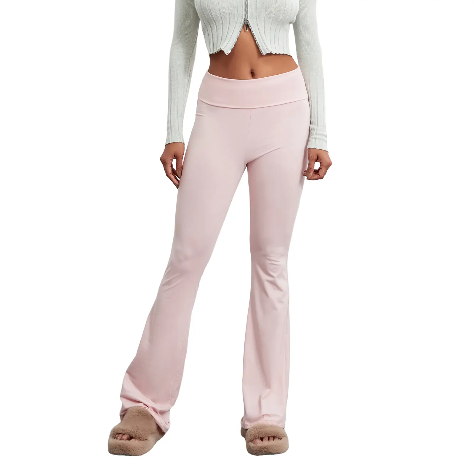 Fold Over Flare Leggings for Women Yoga Pants Y2k Lounge Sweatpants Workout Athletic JoggersFit Bottoms