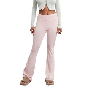 Fold Over Flare Leggings for Women Yoga Pants Y2k Lounge Sweatpants Workout Athletic JoggersFit Bottoms