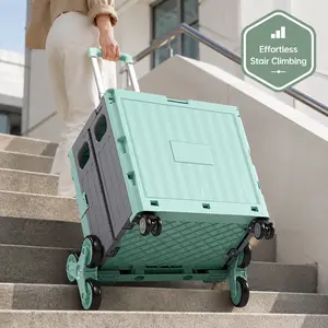 Heavy-Duty Multifunctional Foldable Freestanding Portable Utility Cart - Tool-Free Assembly, Caddy Bag, Space-Saving Mobile Trolley Storage Organizer for Home, School Use, Freestanding Utility Carts, Portable Utility Carts