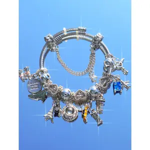 Travel Series Charm Bracelet, Vintage Travel Pendant Bracelet, Adjustable Classic Fashion Bracelet With Coffee Suitcase Charm, Gift For Friends