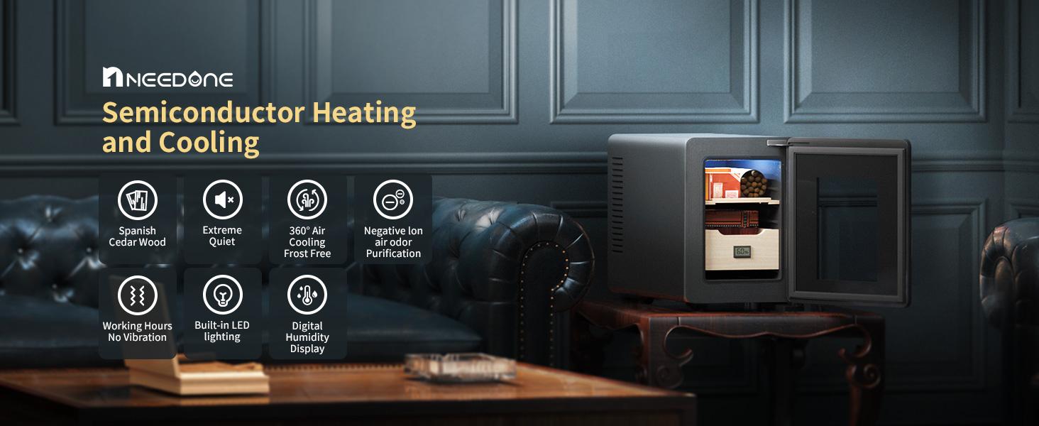 Humidor 48L for Cigar with Heating and Cooling Temperature Control System, Quiet Thermostatic Electric Cooler Cabinet for 350 Counts with Digital Hygrometer, Spanish Cedar Wood, Gift for Men Humidor 48L for Cigar with Heating and Cooling Temperature Control System, Quiet Thermostatic Electric Cooler Cabinet for 350 Counts with Digital Hygrometer, Spanish Cedar Wood, Gift for Men