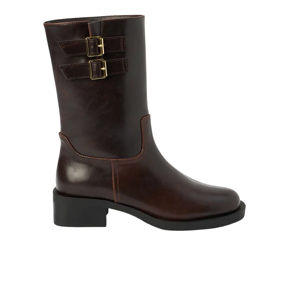 COCONUTS by Matisse Womens Basil Pull On Motorcycle Casual Boots Mid Calf Low Heel 1-2" - Brown