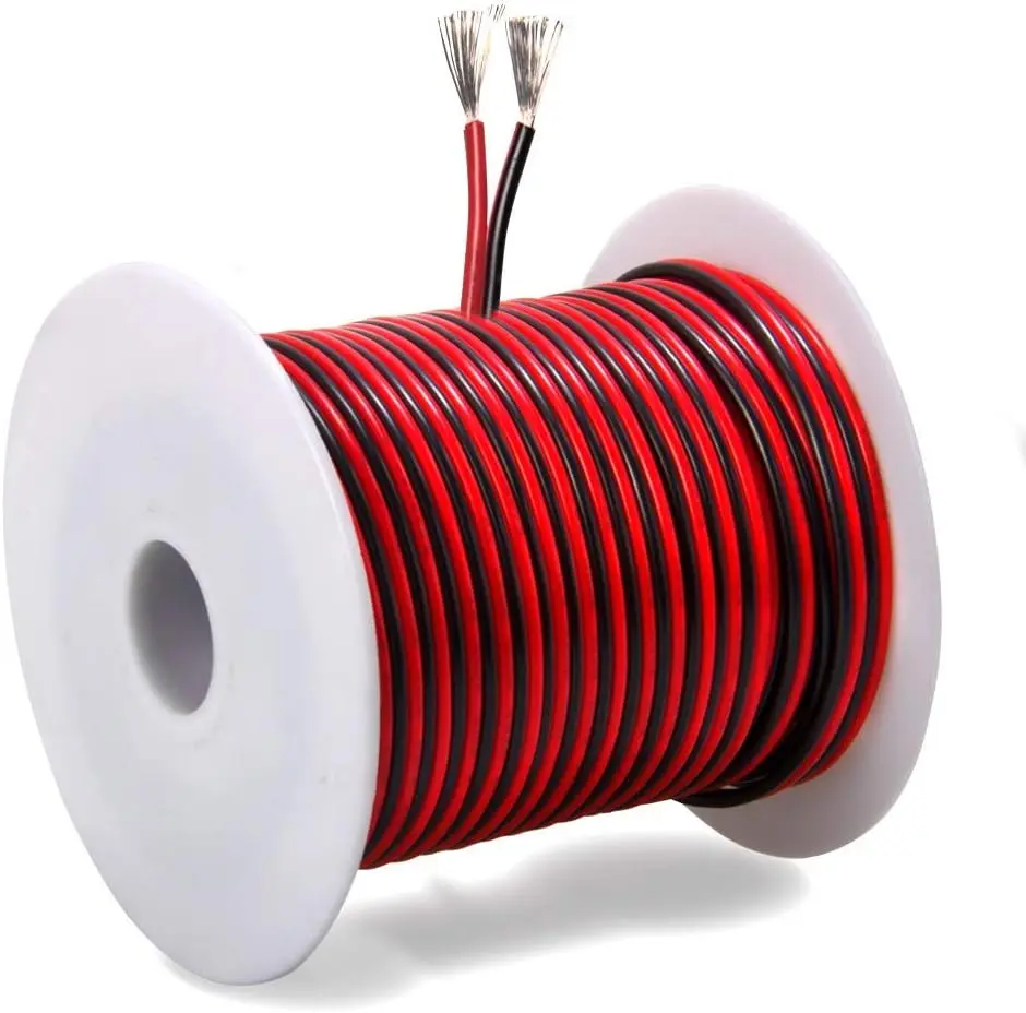18 Gauge (40 ft long) Tinned Copper 2pin 2 Color Red Black Cable Hookup Electrical Wire LED Strips Extension Wire 12V/24V DC Cable, 18AWG Flexible Wire Extension Cord for LED Ribbon Lamp Tape Lighting