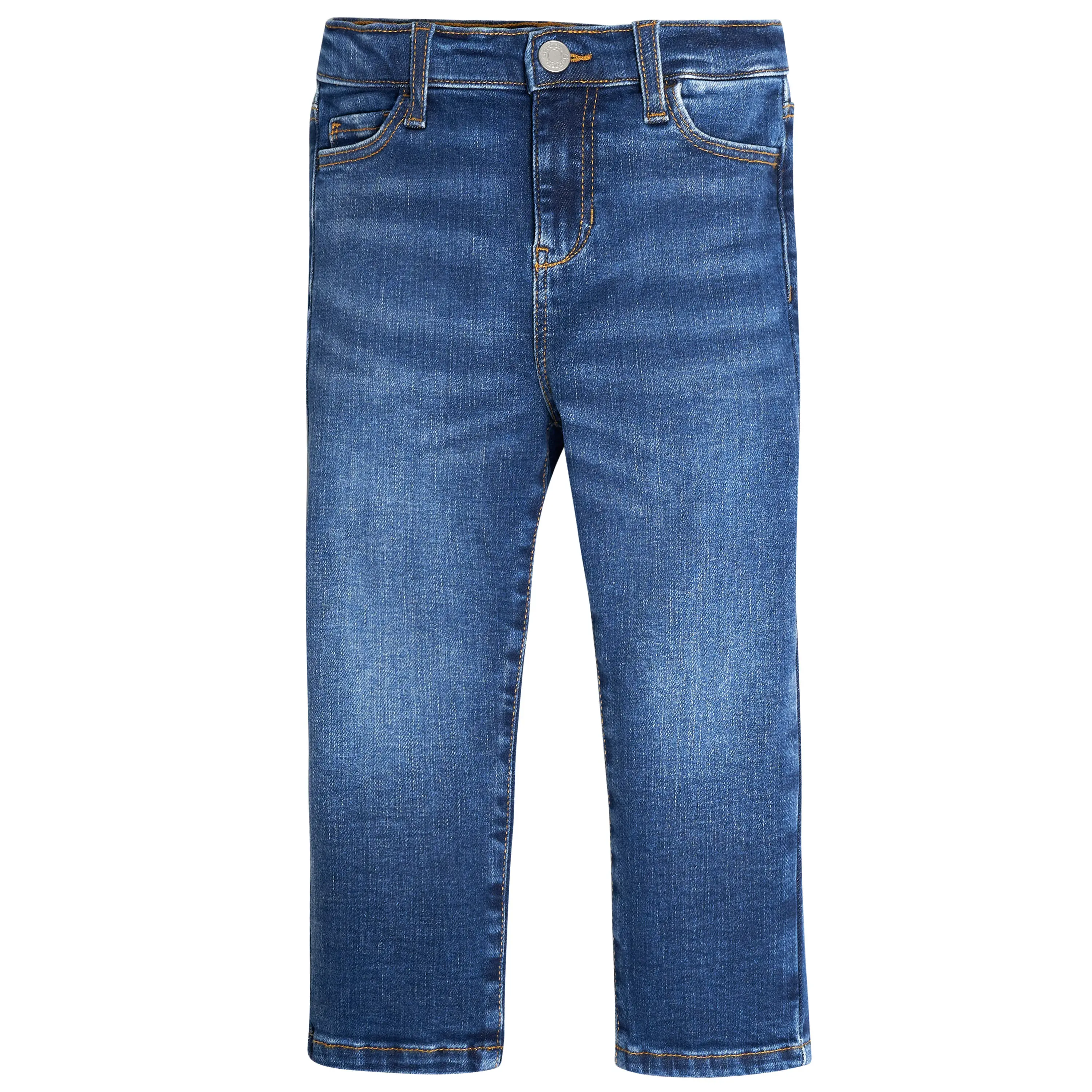 Gerber Toddler Denim Straight-Fit Jeans with Adjustable Waist - Washed, All-Seasons, Suitable for Almost Any Occasion (For Boys & Girls), Straight Pants, Belt