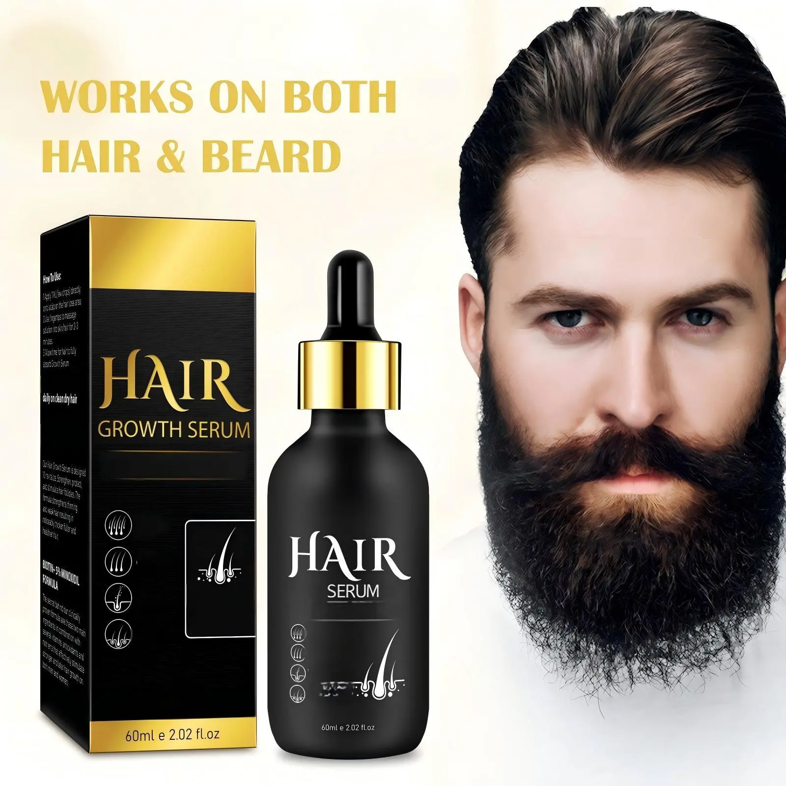 Minoxidil Hair Wellness Drops 5% Biotin & Peptide Solution 60ml Professional Grade Adult Use Only Scalp Relief Tonic Stimulator Haircare, Serum, Thicker Fuller Hair, Hair Loss Products,back to school