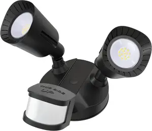 24W LED Security Lights Motion Sensor Light Outdoor, Waterproof, Dusk to Dawn, 2 Head Motion Detected Flood Light for Garage, Yard, Porch, Black