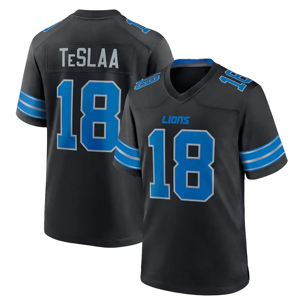 Full Print TeSlaa #18 Black Jersey Shirt, America Football Jersey, Sport Clothing, Football Uniform, Jersey For Football Fans, Gift For Him