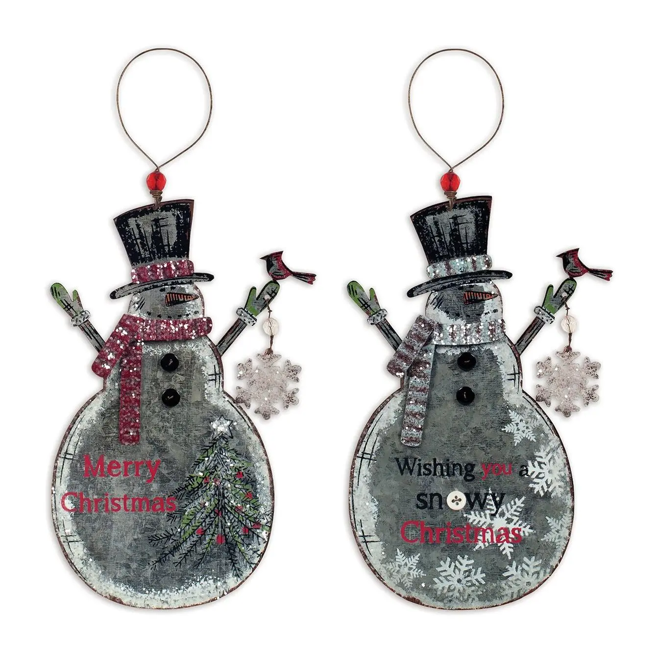 SVD Two Vintage Snowman Ornaments SVD Two Vintage Snowman Ornaments
