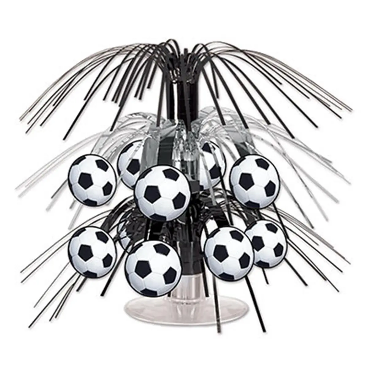 212 MAIN Metallic Soccer Theme Mini Cascade Festival Centrepieces - 7.5 in Board Stock, Pack of 12, Party Decorations with Cascade Effect, None