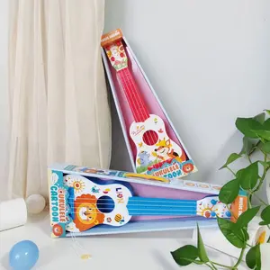 17in 4-String Mini Acoustic Guitar Ukulele Musical Instrument, PVC-Free Colorful Animal-Themed Educational Toy, Guitar for Kids for 4-6 Year Old Toddler Beginners