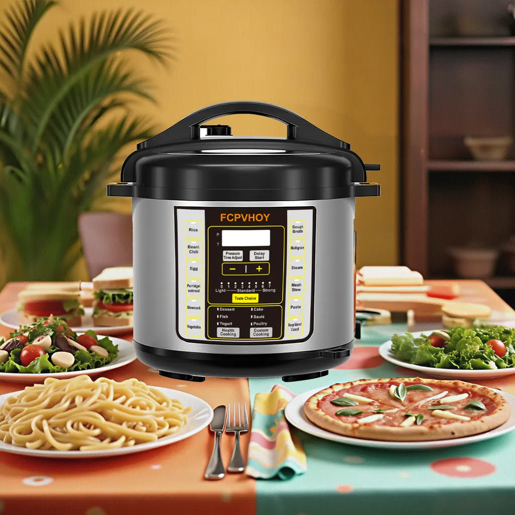 FCPVHOY 6 Qt 9-in-1 Electric Pressure Cooker - Digital Rice Cooker, Safer Venting Design, 304 Stainless Steel Liner, Multifunction Kitchen Appliance for Rice, Soup, Multifunction Appliance, Programmable Slow Cooker