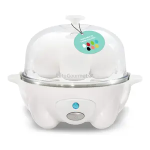 EGC-007## Rapid Egg Cooker, 7 Easy-To-Peel, Hard, Medium, Soft Boiled Eggs, Poacher, Omelet Maker, Auto Shut-Off, Alarm, 16-Recipe Booklet, BPA-Free, White
