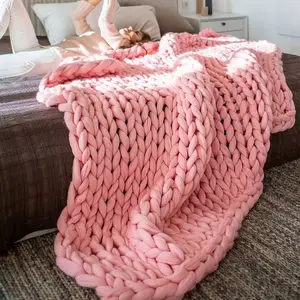 Chenille Chunky Knit Blanket Throw Handmade Warm Cozy Blanket Couch Bed Soft Fleece Banket Christmas Thick and Giant Yarn Throws ANGPU