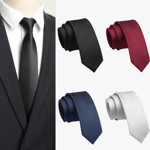 4PCS Classic Men's Skinny Width Slim Necktie Solid Color Tie