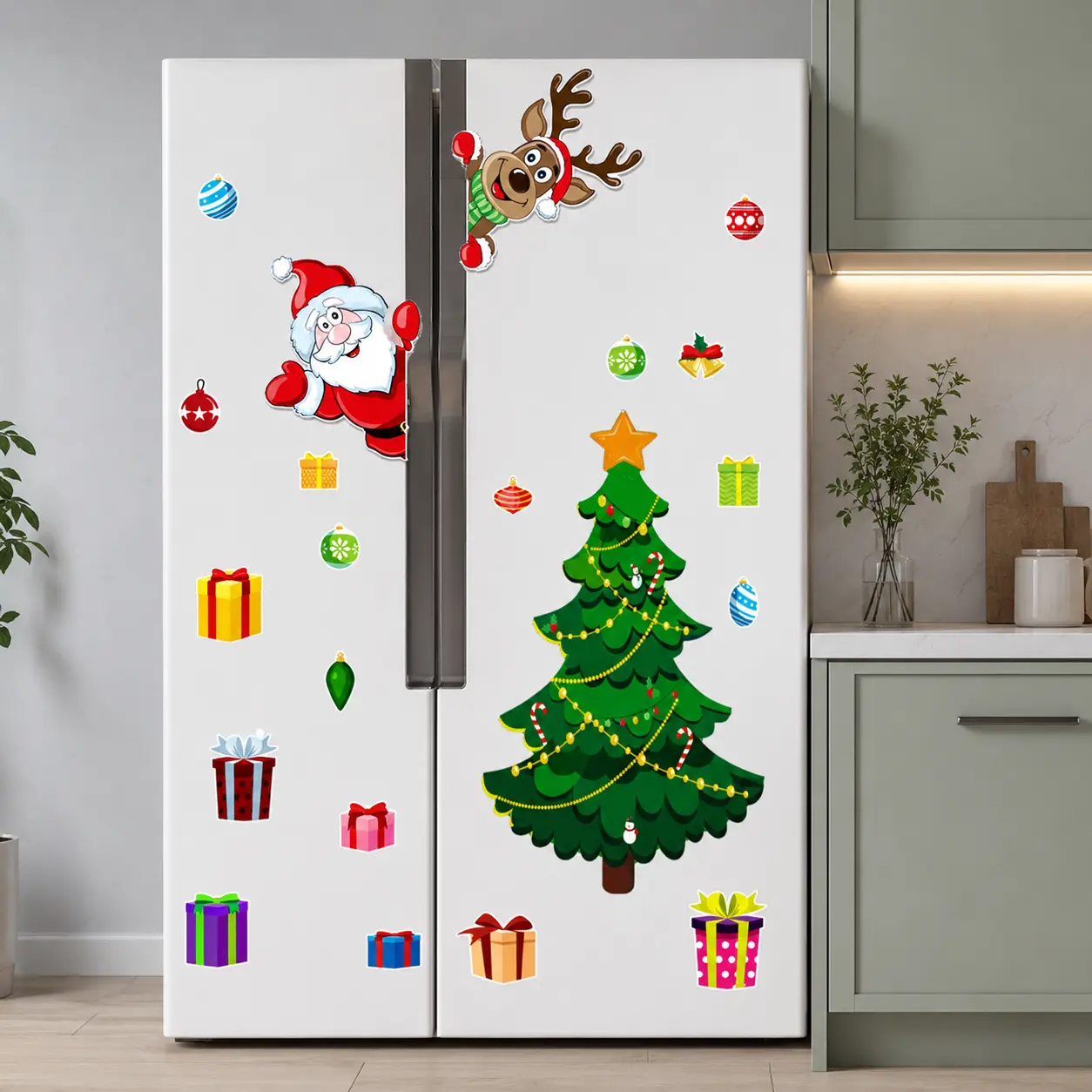 1set/24pcs Christmas Refrigerator Magnets,2026 Christmas Tree Magnets for Fridge Stickers Decoration, Adorable Xmas Stickers for Kids Toddlers, Festive Gift Idea for Fridge Garage Door Car