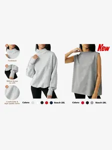 FISOEW 2026 Women's Oversized Turtleneck Sweatshirt Long Sleeve Pullover Casual Tops Womenswear Hoodie FallFreshness Grey Cute #TikTokShopHolidayHaul #Springtok #TikTokShopJumpstartSale Basic Fashion bistro hoodie ditch masked hoodie graphic hoodies