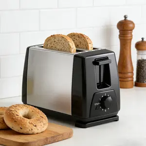 Stainless Steel Toaster with Wide Slots for Bagels & Toast Stainless Steel Toaster with Wide Slots for Bagels & Toast