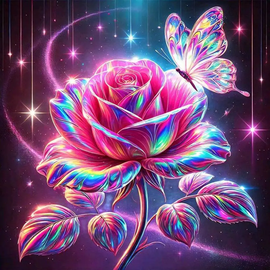 5D DIY full drill round diamond painting - diamond painting kit rainbow rose Diamond Pattern Design. Mosaic canvas DIY wall art, home wall decoration.