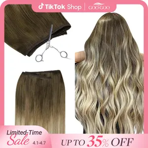GOO GOO Sew In Weft Hair Extensions Real Human Hair Weft Extensions  Natural Straight Hair Multiple Wearing Ways 10+ Color Choices Best Weft Extensions