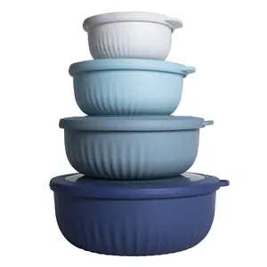 COOK WITH COLOR Prep Bowls - Wide Mixing Bowls Nesting Set with Lids, Sturdy 8 Piece Meal Prep Bowl, Tableware. Includes 13, 24, 41, and 73oz sizes