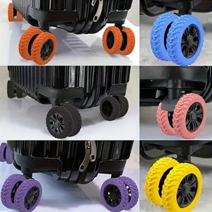 16pcs Silicone Luggage Wheel Covers, Noise Reduction & Shock Absorption Suitcase Caster Protectors, Durable Heavy Duty Travel Accessories for Office Chairs & Rolling Bags (Orange, Blue, Black, Pink, Purple, Yellow), Luggage for Travel