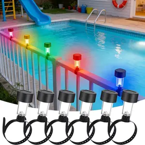 6/10 Pack Solar Pool Railing Lights - Poolside Solar Light, Outdoor Colored LED Lights Suitable for Fences, Above-Ground Pools, Metal Frame Pools, Featuring a Strap Design for Outdoor Pool Lighting