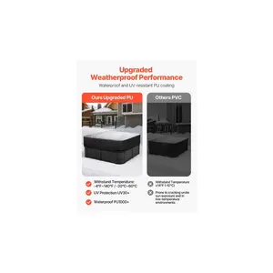 VEVOR Outdoor Hot Tub Cover, 95x 95x 20 Inch Weatherproof and Waterproof Hot Tub Cover Protector, 600D Heavy Duty Oxford Fabric and 950N Tearing Strength, Square Spa Covers for Hottub, Brown