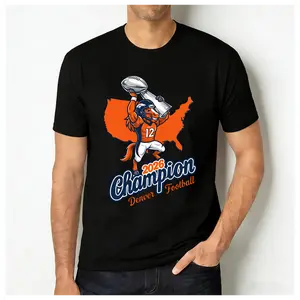 100% Cotton Denver Football 2026 Champion T-Shirt, Game Day Mascot Graphic Tee for Fan