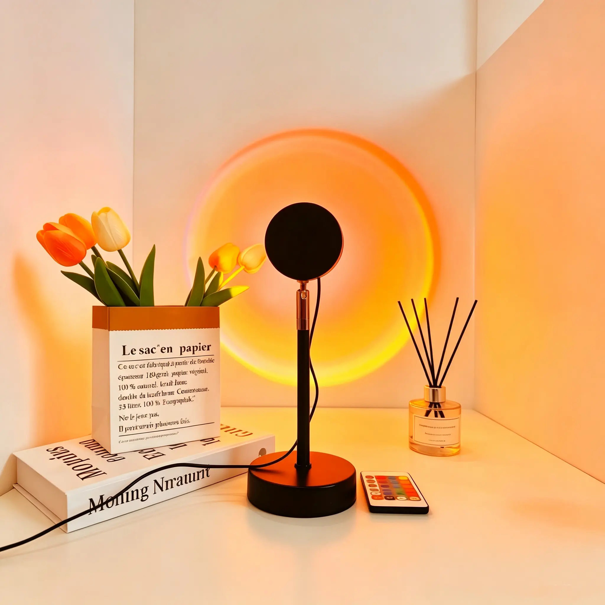 Roomsy Sunset Lamp Projector, 180° Rotating 16 RGB Colors Starry Sky Light,  Remote Control, Mood Night Light for Bedroom Aesthetic Room Decor Couples Gift