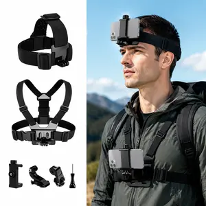 6pcs/set Hands-Free Phone Chest Mount Harness Vest & Head Strap Clip Holder Adjustable for POV/VLOG Compatible with iPhone Samsung GoPro Hero DJI Osmo AKASO Action Cameras summervibes summerwins