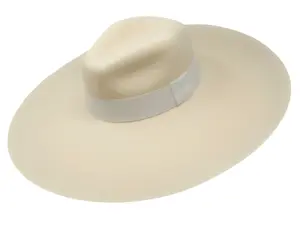 Ace Of Hats Coachella Ivory White Women's Fashion Wide Brim Fedora Hat 100% Australian Wool Adjustable Fit with Grosgrain Ribbon