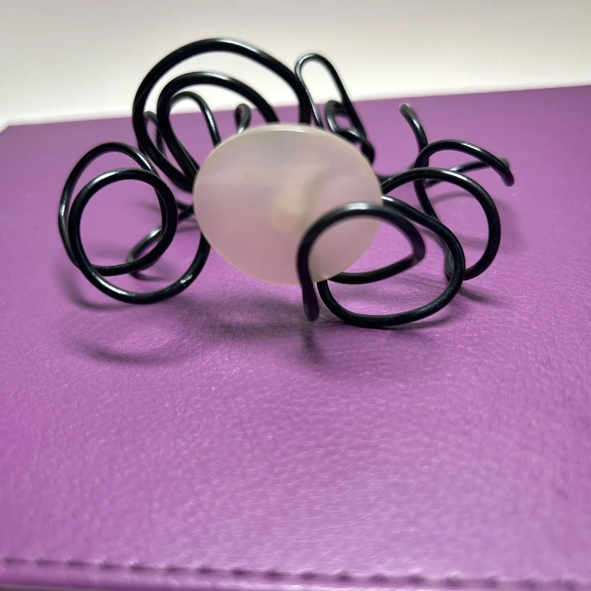 black aluminum wearable wire art button bracelet
