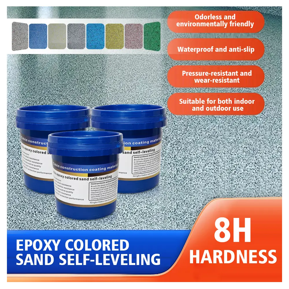 3-Gal Large Capacity Epoxy Colored Sand Floor Paint - Waterproof, Anti-Slip, High-Gloss Marble Effect Self-Leveling Epoxy Flooring Coating for Garages, Basements, Marble Look, Indoor