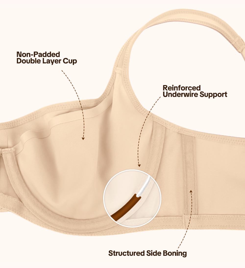 HSIA CoolCurve Unlined Plus Size Ice Silk Cooling 3D Curved Flexible Double Layer Cup Low Cut Balconette Bra Underwire Support Seamless Free Cut Scoop Square Neck  Anti Spillage No Gapping Lightweight Side Smoothing Women Everyday Bra