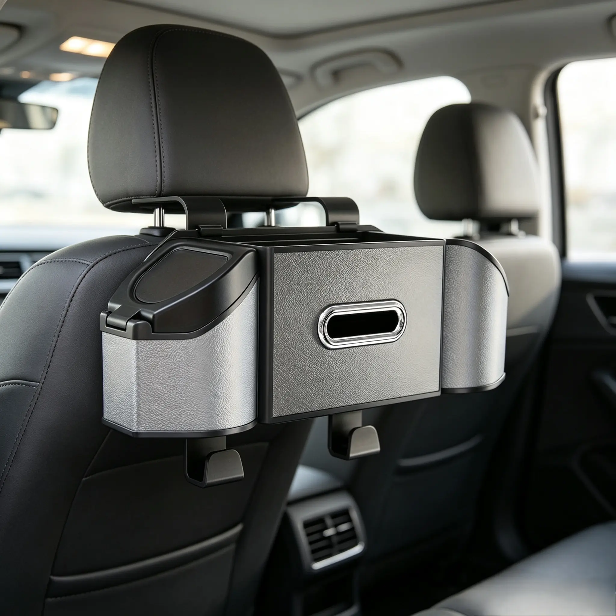 Car Back Seat Organizer,Car Storage Box Fits All Car Headrests,  Drink Cup Holder, Tissue Holder For Storing Phone, Snacks, Holds Bags Road Trip Essential
