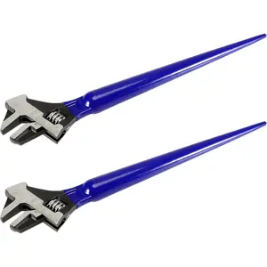 2 count 16 Inches Spud Wrenchs, Heavy Duty Forged Adjustable Spud Wrench, Metric Scale Marked Construction with Hammer  and Pipe Wrench Function