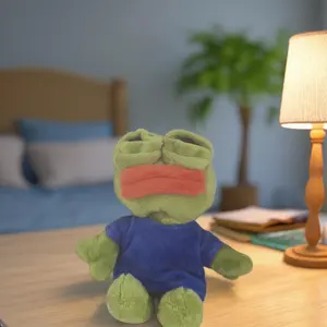 Kawaii Pepe The Frog Sad Plush Keychain, Soft Mini Frog Meme Plushie Bag Charm for Couples