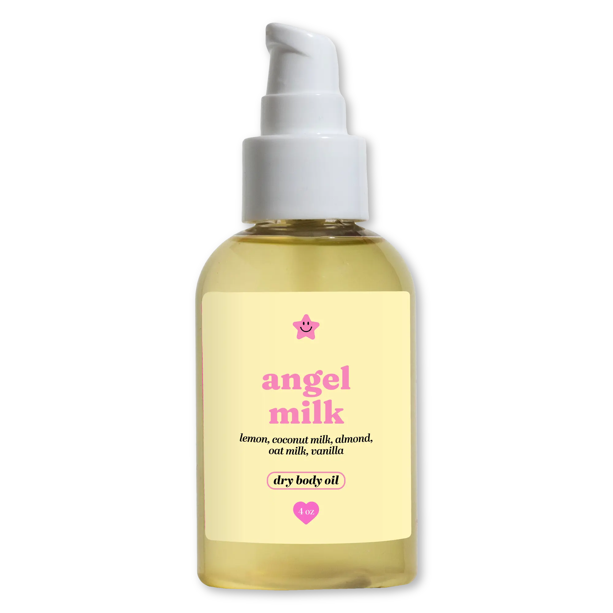 Angel Milk Dry Body Oil, Moisturizing Blend for Soft Skin with Sunflower Oil, Vanilla & Coconut Signature Scent, For All Skin Types, 4 oz, Moisturizer, Aroma