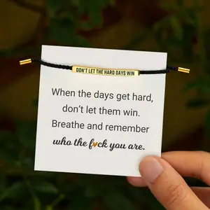 Elevate Your Spirit with Our Elegant Braided Adjustable Inspirational Bracelet in Stainless Steel & 18K Gold Plated Featuring the Uplifting Engraved Message Don't Let The Hard Days Win Bracelet Perfect for Daily Wear and 2026 Graduation Gifts